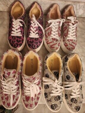 Betsey Johnson 4 Pairs Of Crystal Shoes